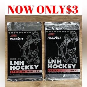 2 PACKS 1991/92 Pinnacle Premier Edition Sealed Hockey Card Pack